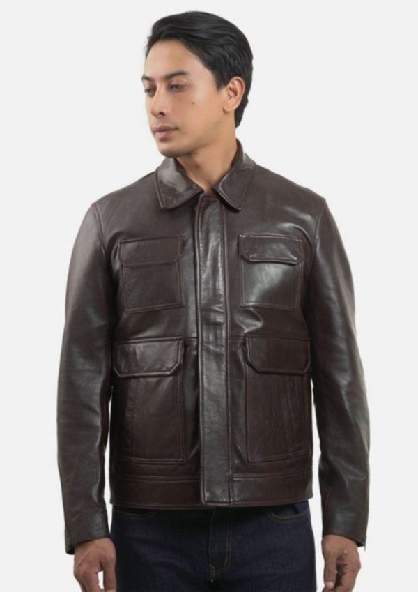 Dark Brown leather color 4 pocket design Lether jacket