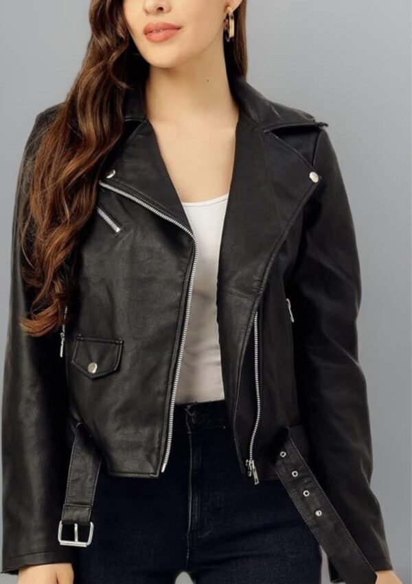 Biker ladies jacket black color